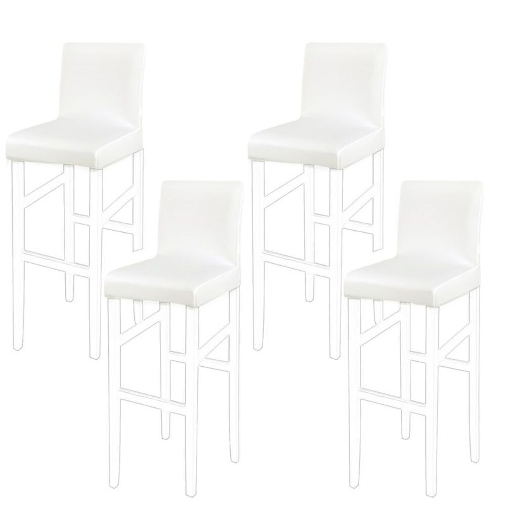 Stretch Bar Stool Covers Pub Counter Height Side Chair Snow White 4pcs
